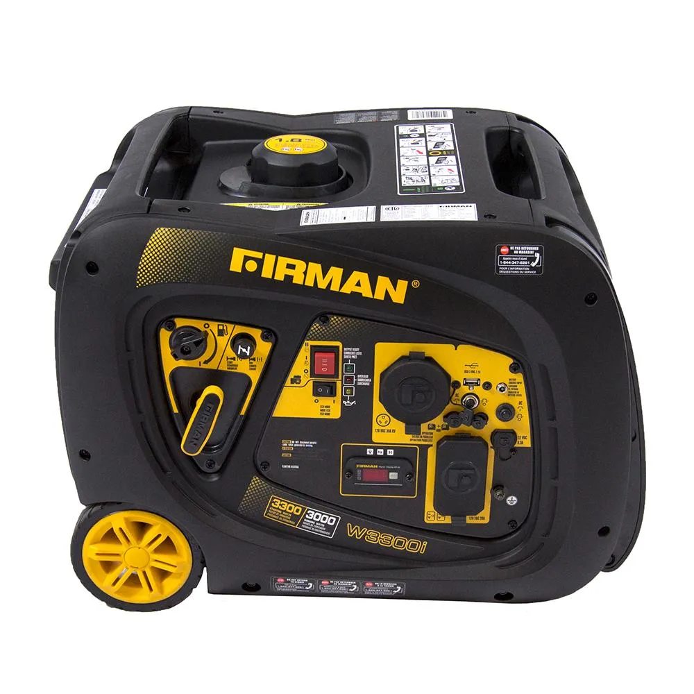 FIRMAN W03082 3300/3000 Watt Gas Electric Start RV Ready Inverter Generator with USB, cETL, CARB