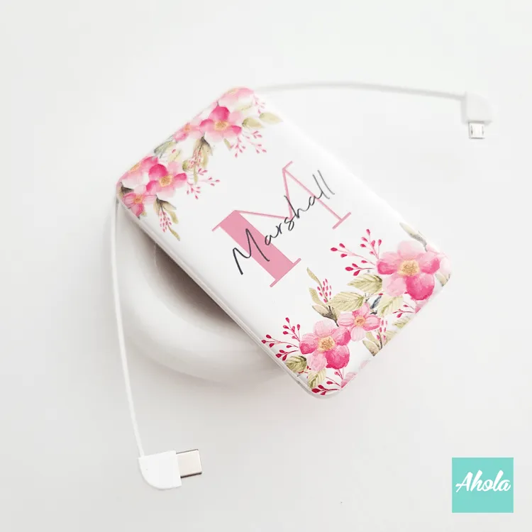 【Florette】Portable Power Bank with built-in wire 小紅花內置線便攜式差電器