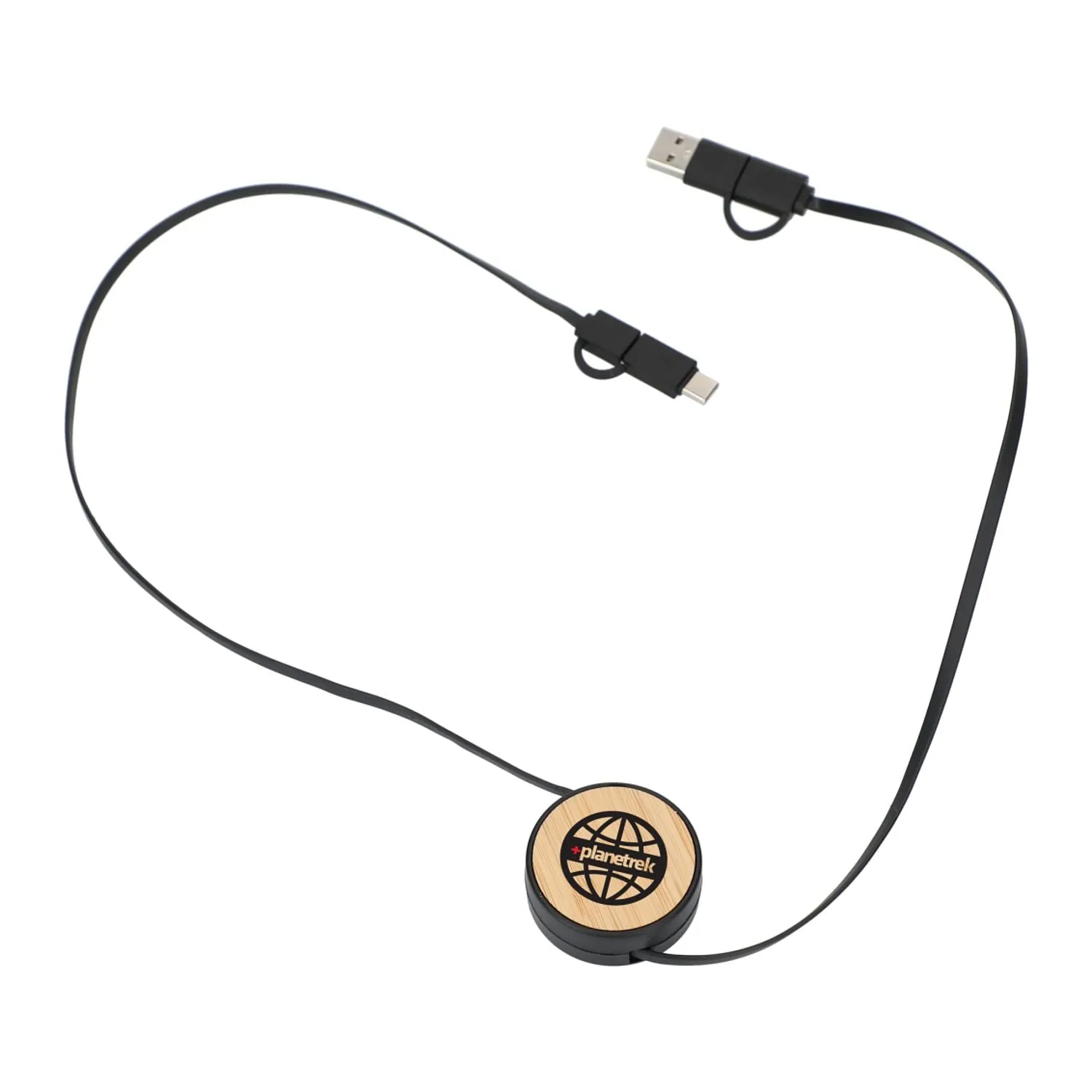 FSC® 100% Bamboo Retractable 5-in-1 Charging Cable