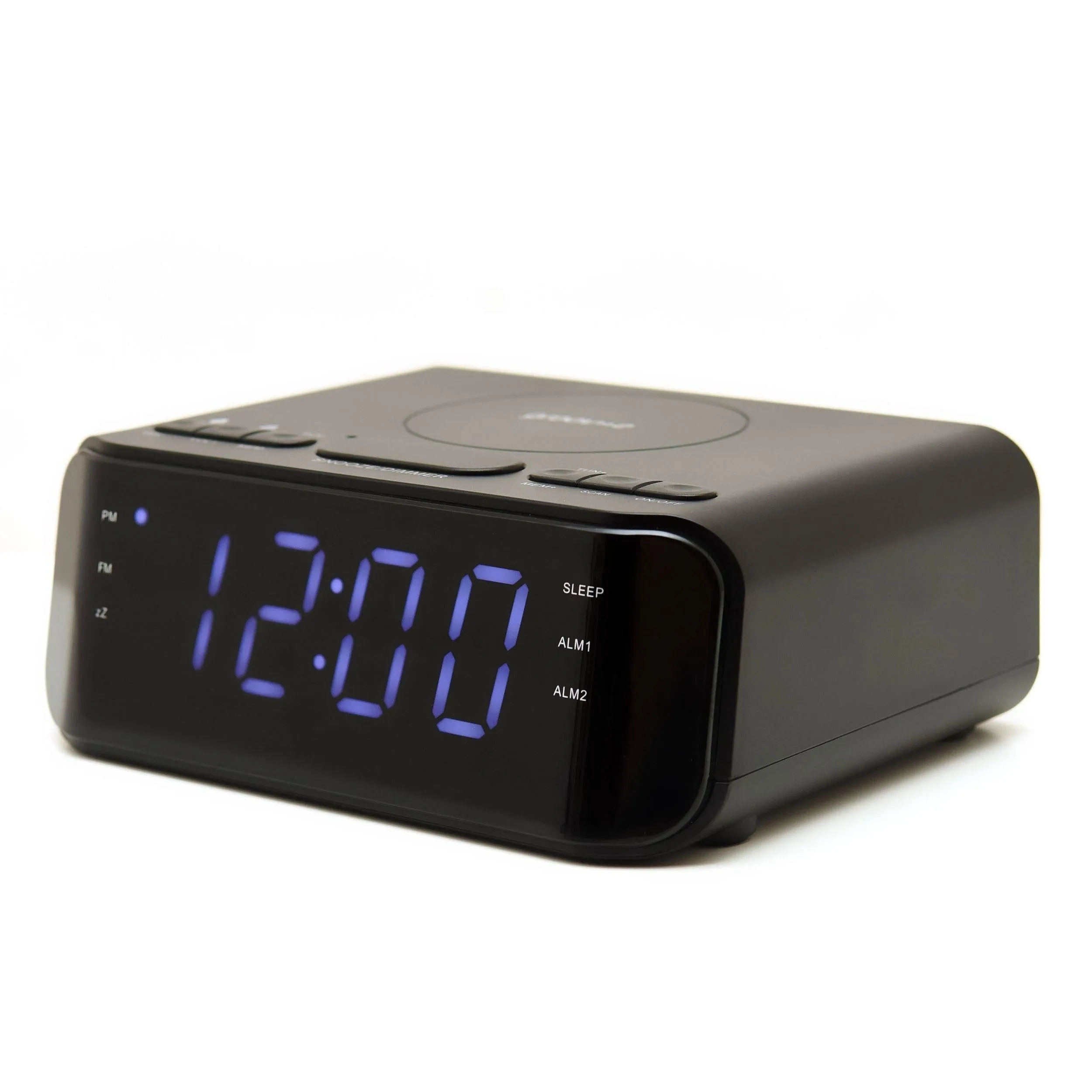 Groov-E FM Alarm Clock Radio with USB & Wireless Charging - Black | GVWC06BK