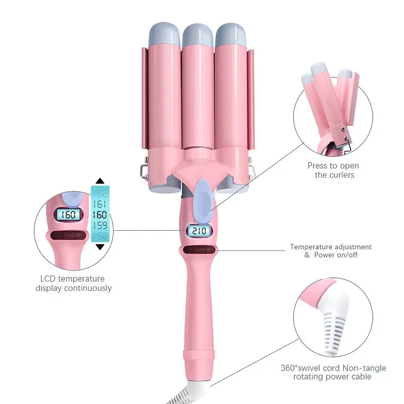 Ihongsen LCD Curling Iron Ceramic Curling Iron