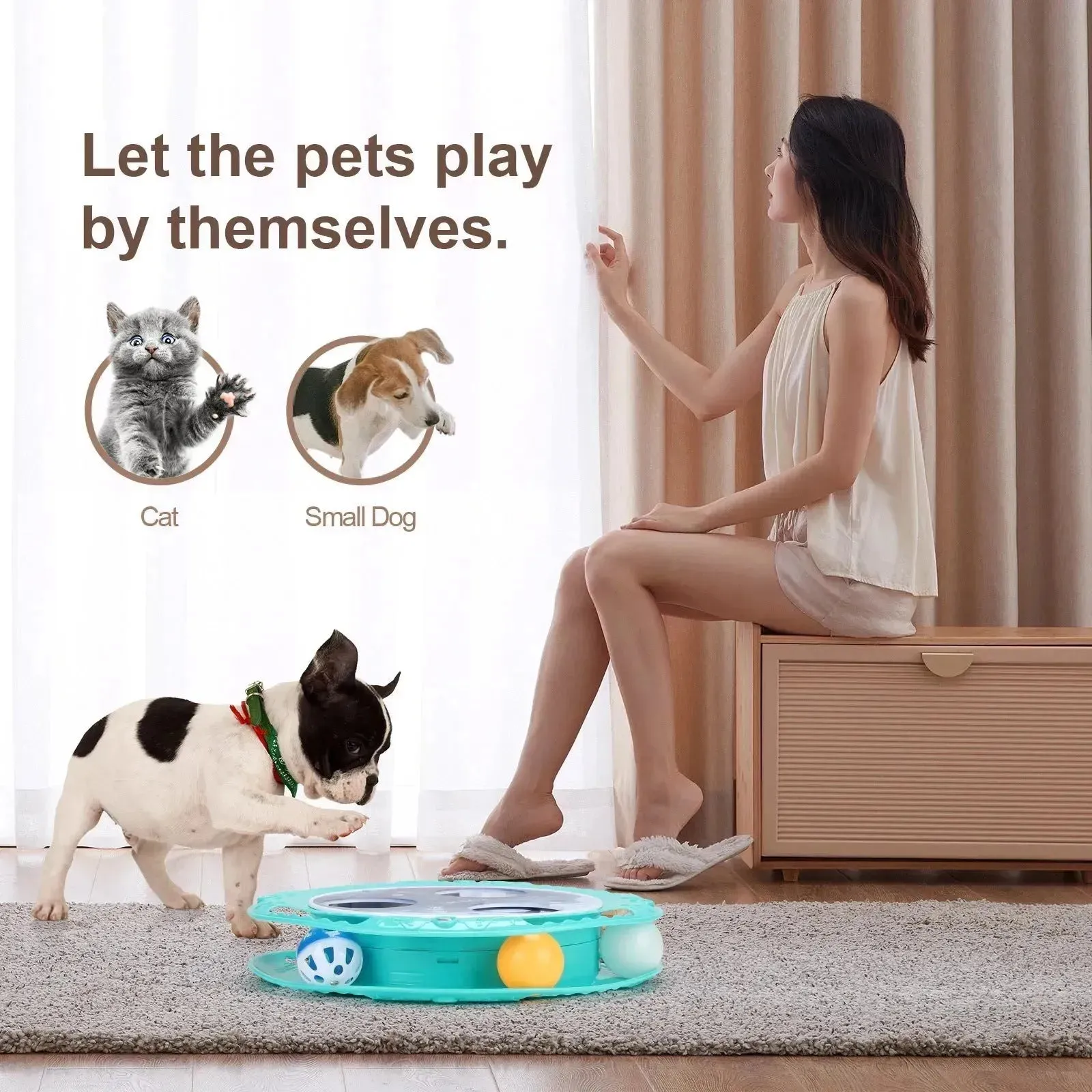 Interactive 360° Rotating Electric Cat Ball Toy – Non-Slip Turntable