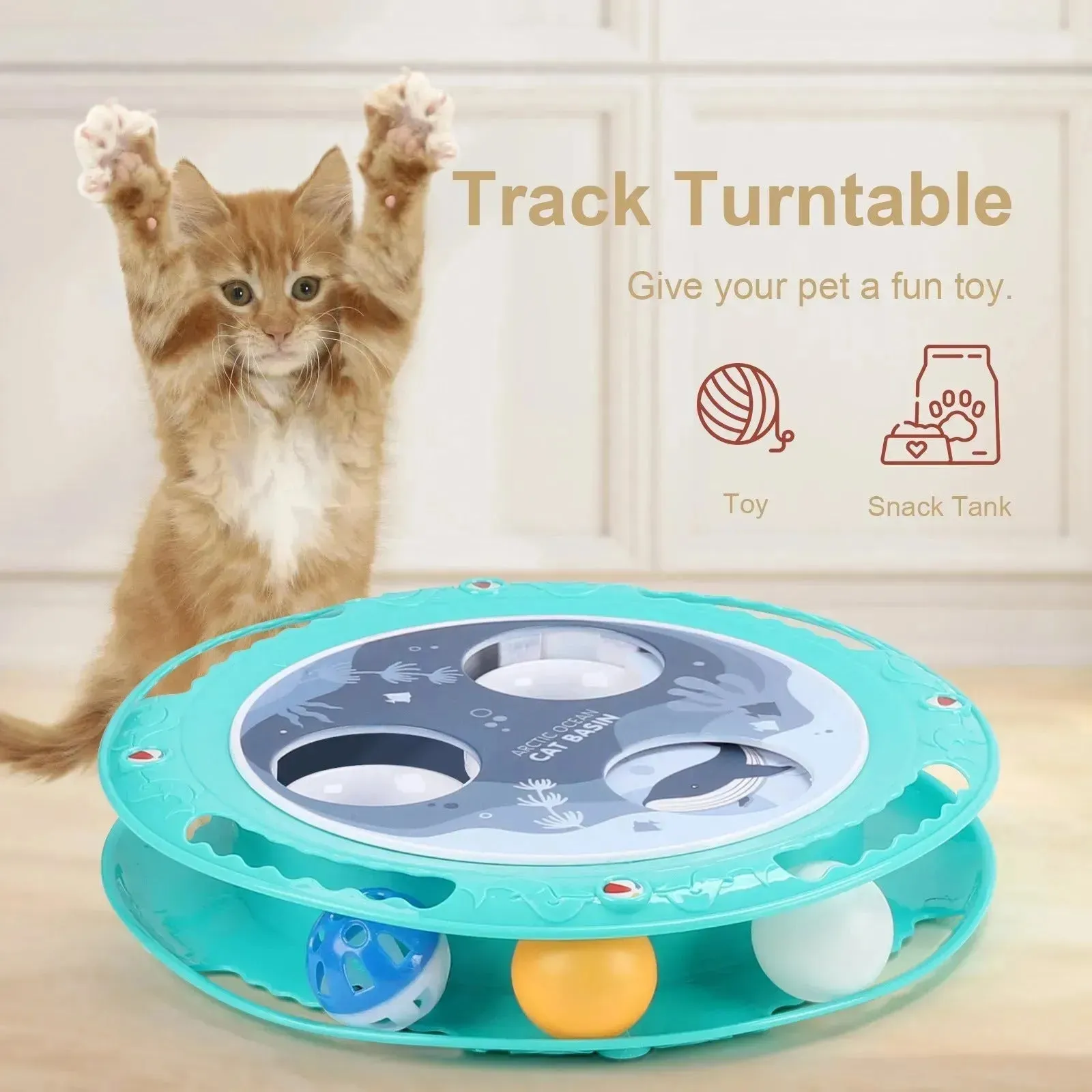 Interactive 360° Rotating Electric Cat Ball Toy – Non-Slip Turntable