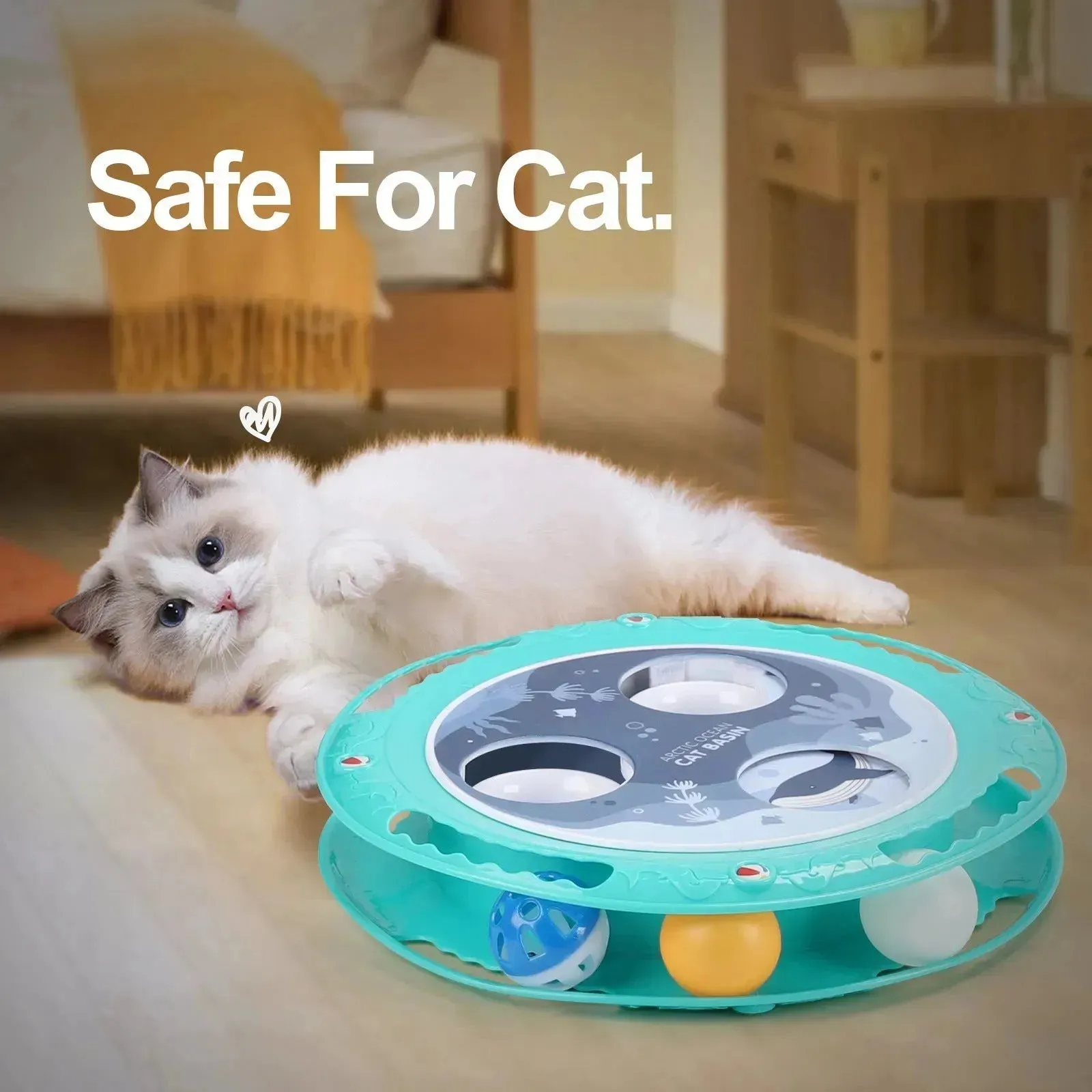 Interactive 360° Rotating Electric Cat Ball Toy – Non-Slip Turntable