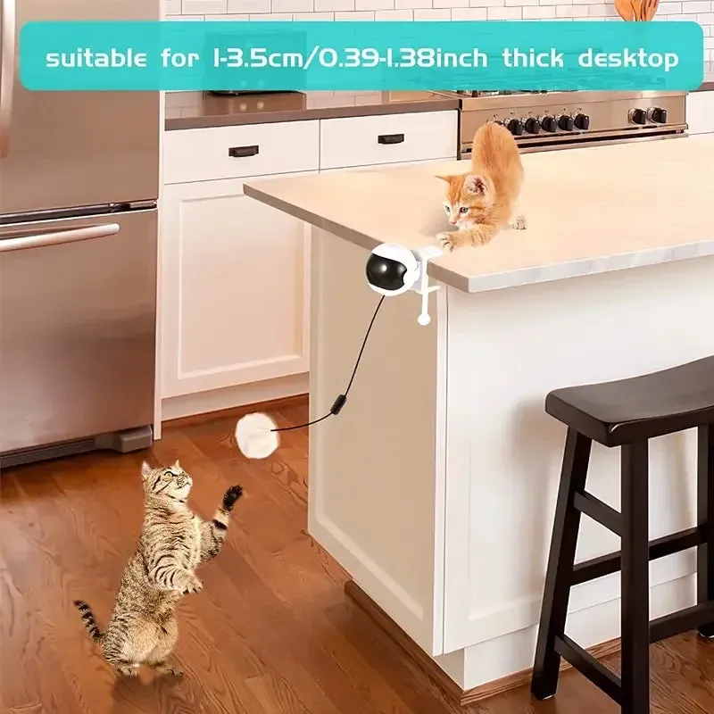 Interactive Electric Cat Toy with Rotating Ball and Flutter Features