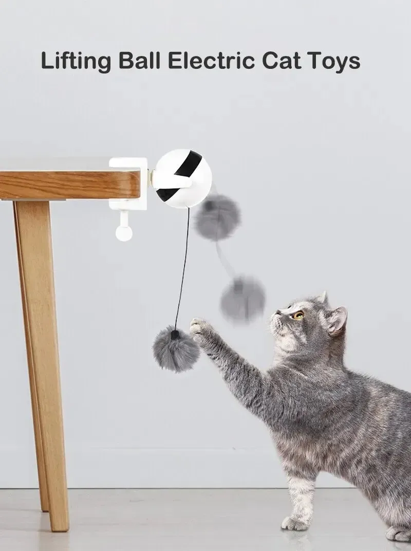 Interactive Electric Cat Toy with Rotating Ball and Flutter Features