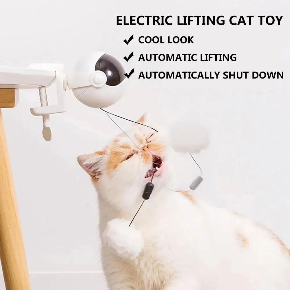 Interactive Electric Cat Toy with Rotating Ball and Flutter Features