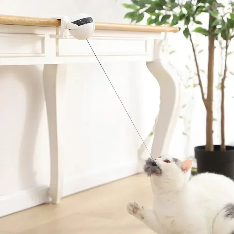 Interactive Electric Cat Toy with Rotating Ball and Flutter Features