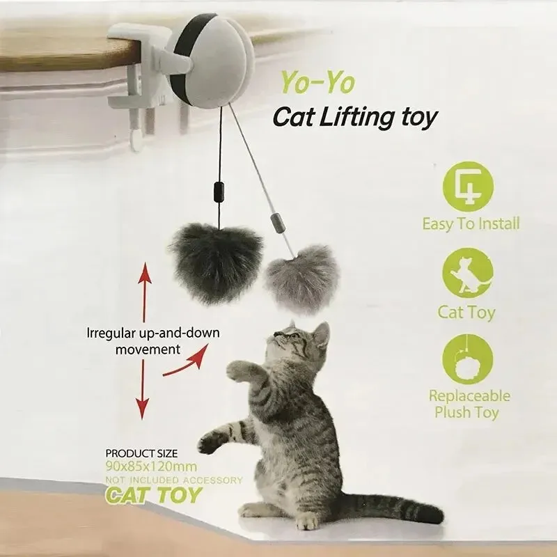 Interactive Electric Cat Toy with Rotating Ball and Flutter Features