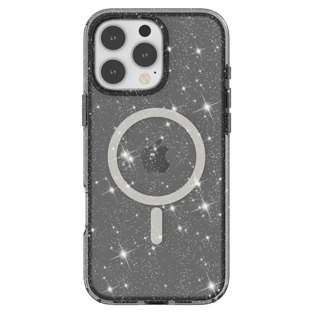 iPhone 16 Pro Max MagSafe Hybrid Hardcase protective case in glitter design - black / transparent