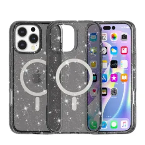 iPhone 16 Pro Max MagSafe Hybrid Hardcase protective case in glitter design - black / transparent