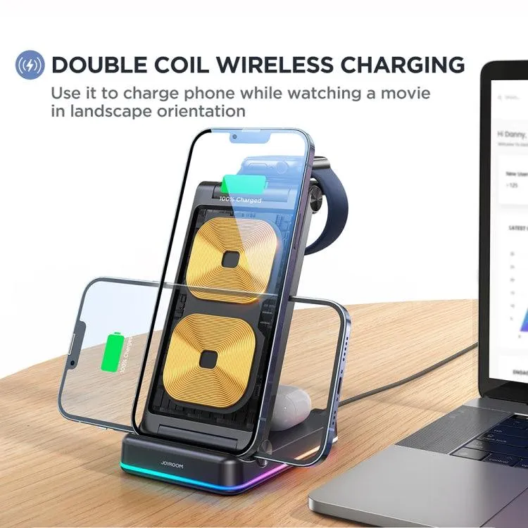 JOYROOM JR-WQN01 15W Folding 3-in-1 Wireless Charging Station