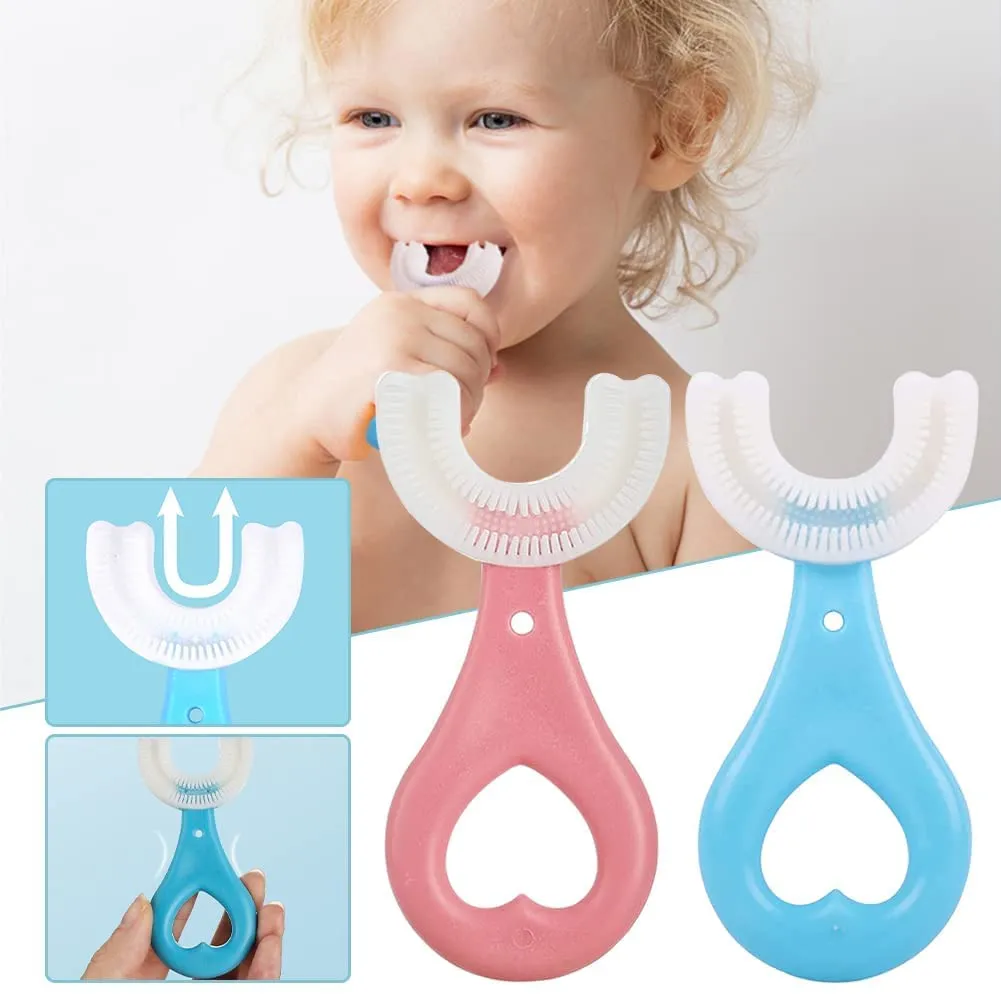 Kids U Shaped Toothbrush 360 Degrees Toddler Toothbrush Soft Silicone Brush Head Tooth Brush U Type Toothbrush for Toddlers Baby Ages 2-6 Children's Soft U-shaped Brushing