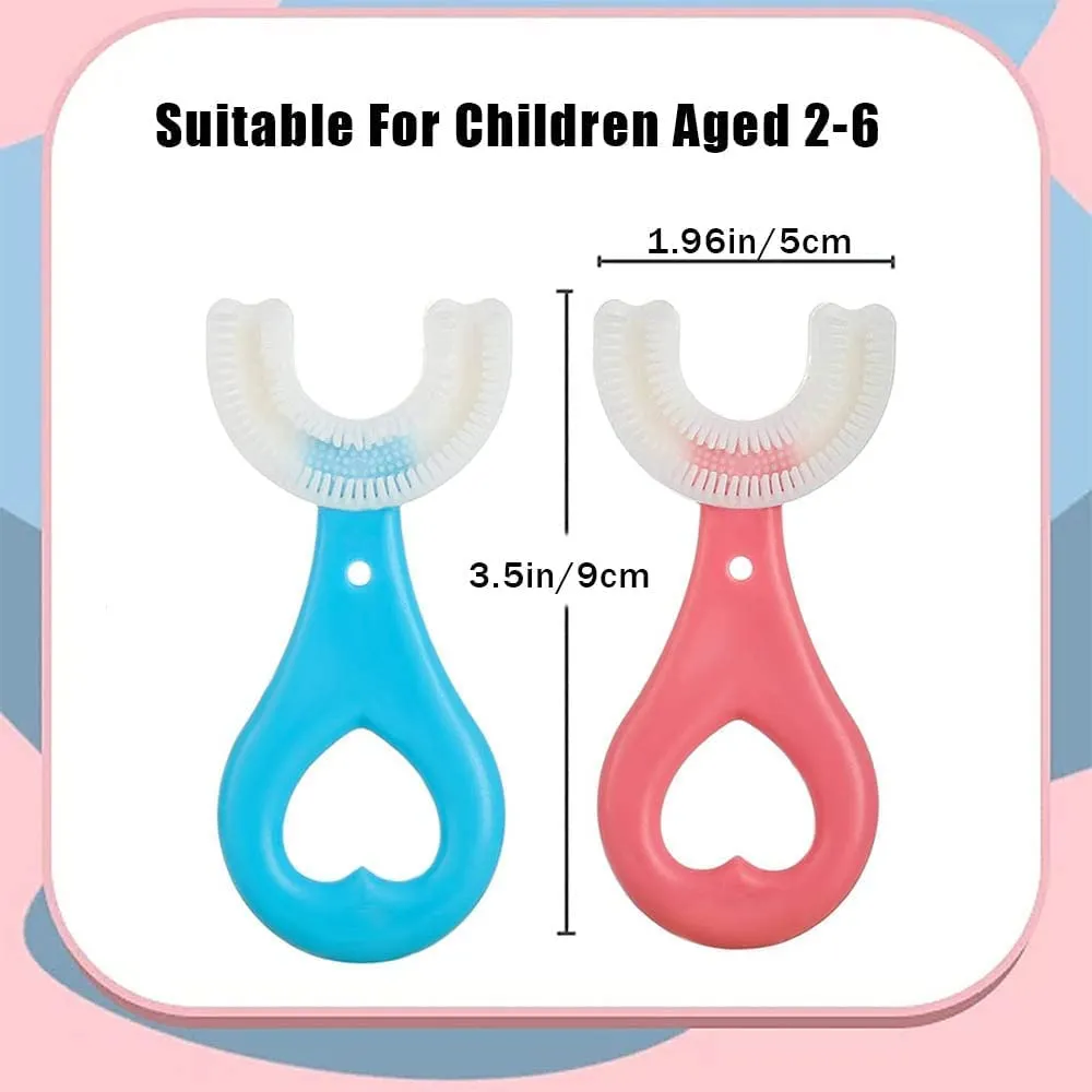 Kids U Shaped Toothbrush 360 Degrees Toddler Toothbrush Soft Silicone Brush Head Tooth Brush U Type Toothbrush for Toddlers Baby Ages 2-6 Children's Soft U-shaped Brushing