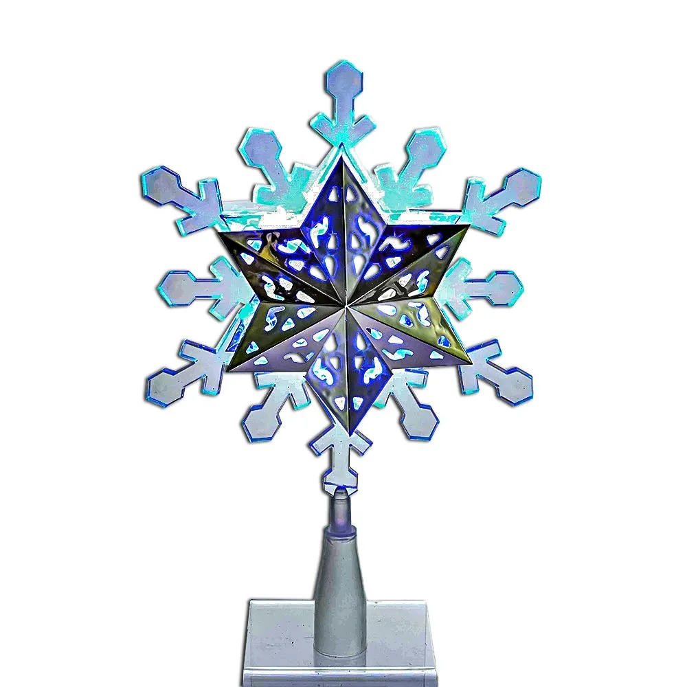 Kurt Adler 9-Inch Blue and White LED Rotating Snowflake Treetop