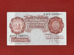 L. K. O'brian : Bank of England. 10 Shillings. E97Y 689661 ( Dugg B2371 )