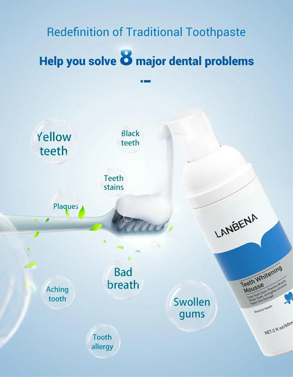 Lanbena Teeth Whitening Mousse - 60ml