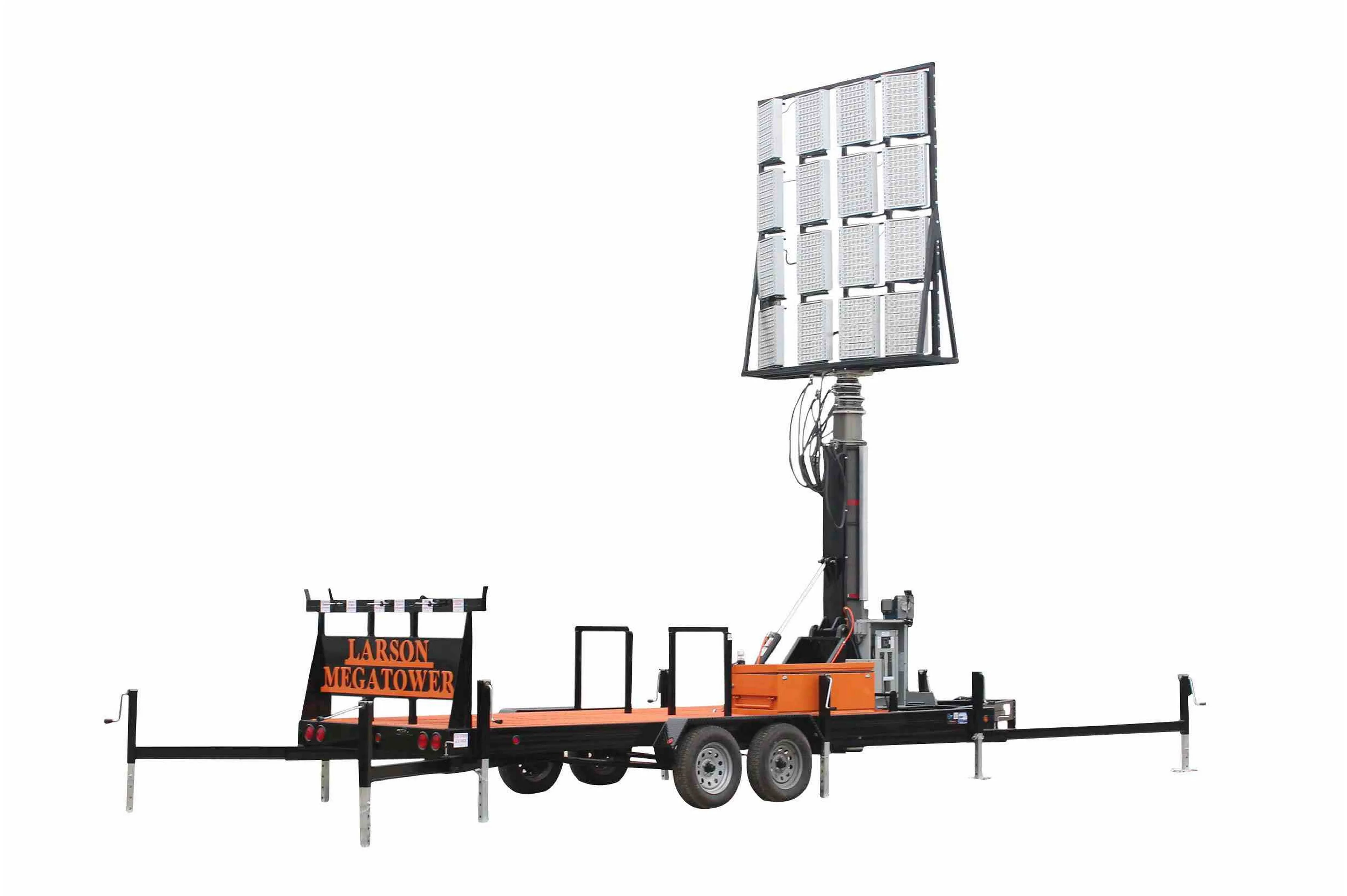 Larson Electronics 50' Pneumatic Megatower™ - 21' Trailer - Extends 22-58' - (16) 480W LED Lights