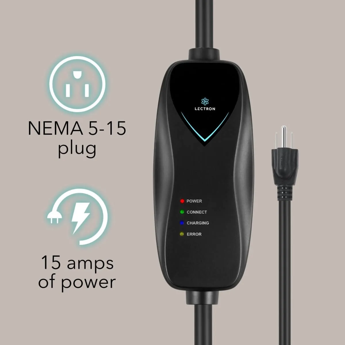 Lectron Portable Level 1 Tesla Charger   Charger Mount Bundle | 110V | 15 Amp | NEMA 5-15