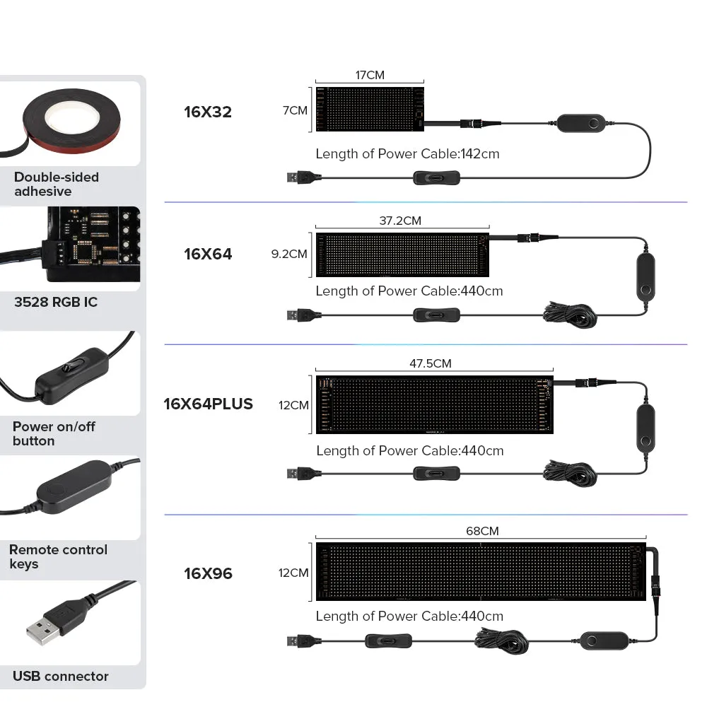 LED Matrix Pixel Panel Bluetooth APP USB 5V Flexible Addressable RGB Pattern Graffiti Scrolling Text Animation Display