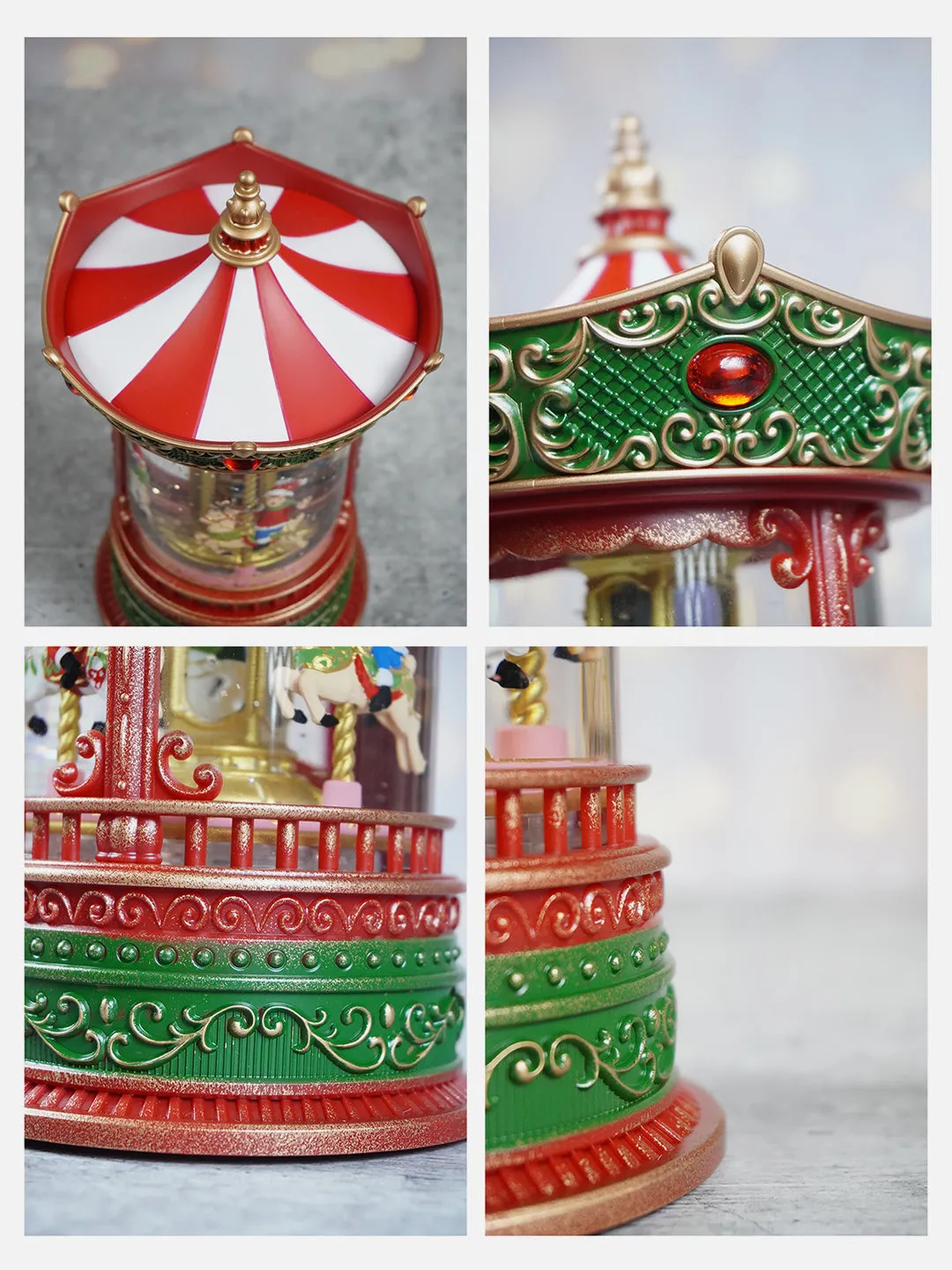 Little Surprise Box Glitter Water Musical Rotating Christmas Carousel/ snow Globe Christmas Décor