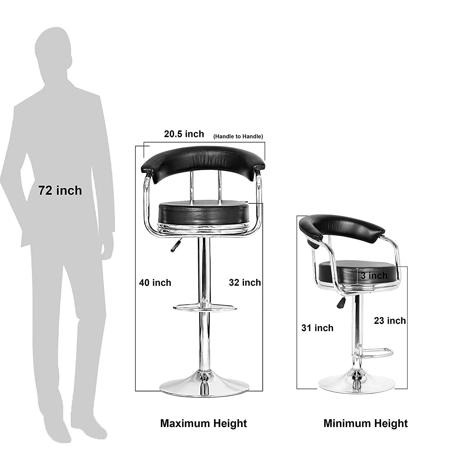 Magnum Bar Stool for Kitchen/Office/Bar (Black)