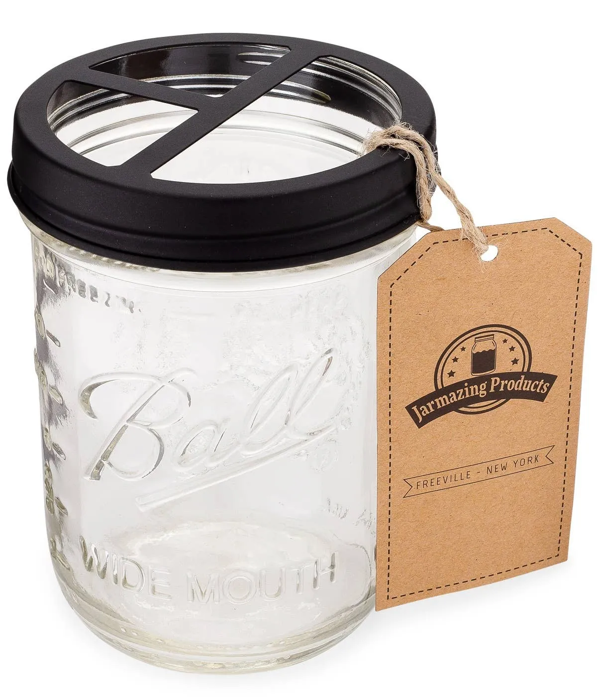 Mason Jar Toothbrush Holder with 16oz Mason Jar