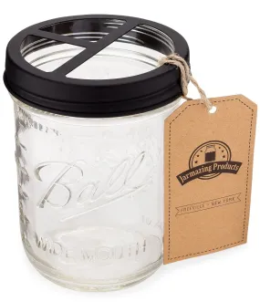 Mason Jar Toothbrush Holder with 16oz Mason Jar