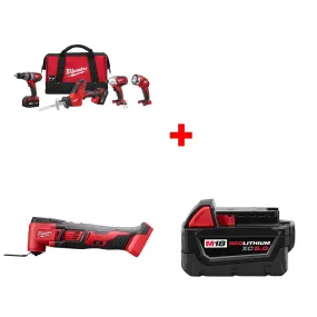 Milwaukee 2695-24 M18 4-Tool Combo Kit w/ FREE 2626-20 Multi-Tool & Battery Pack