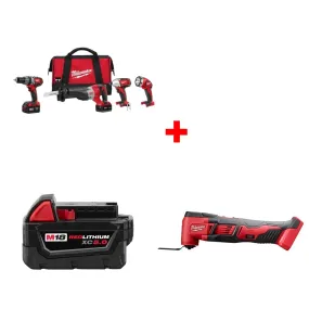 Milwaukee 2696-24 M18 Crdlss 4-Tool Cmb Kit w M18 5.0 Batt. & M18 Osc. Mlti-Tool