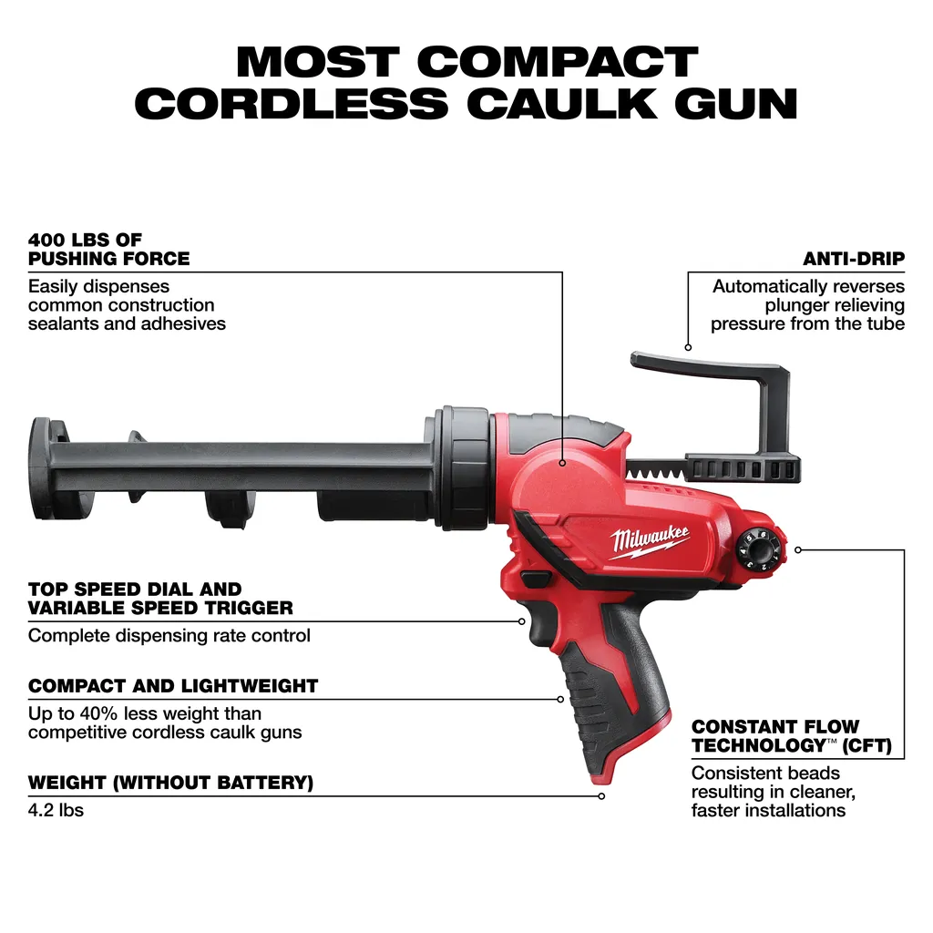 Milwaukee M12 10 Oz Caulk Gun