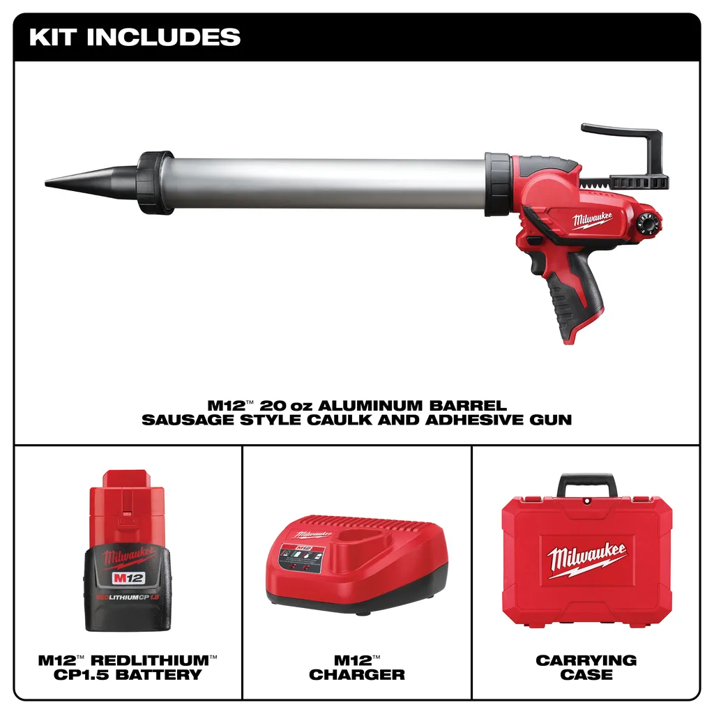 Milwaukee M12 Sausage Caulk Gun Kit