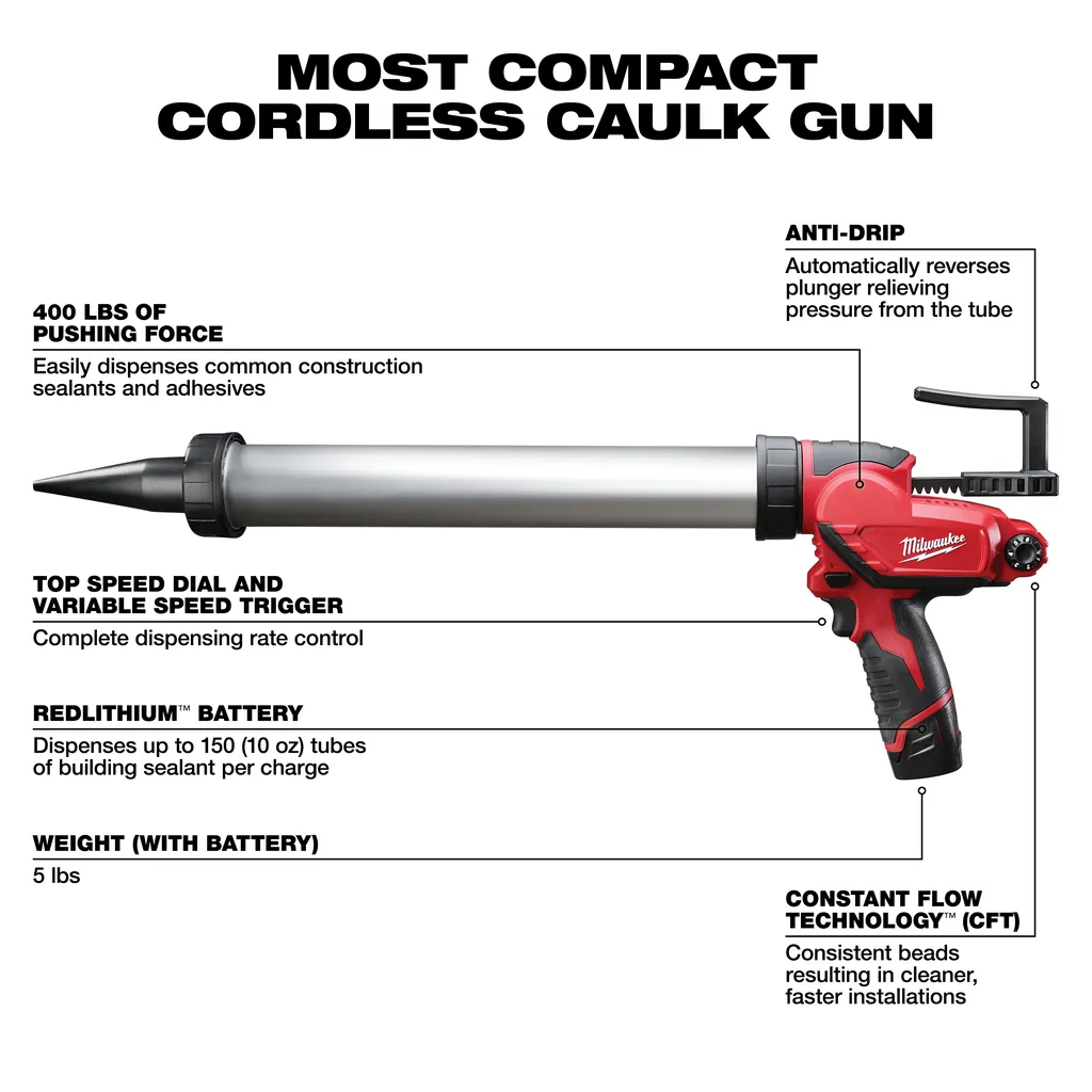 Milwaukee M12 Sausage Caulk Gun Kit