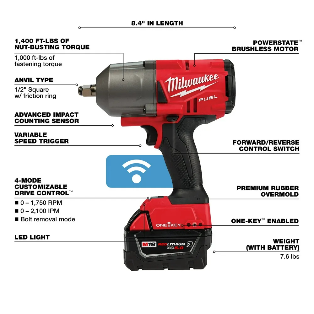 Milwaukee M18 FUEL ONE-KEY 1/2" High Torque Impact Wrench with Friction Ring Kit