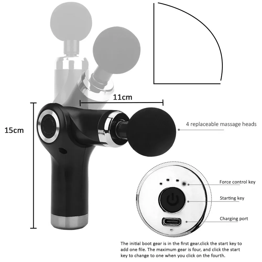 Mini USB Massage Gun with 4 Massage Heads