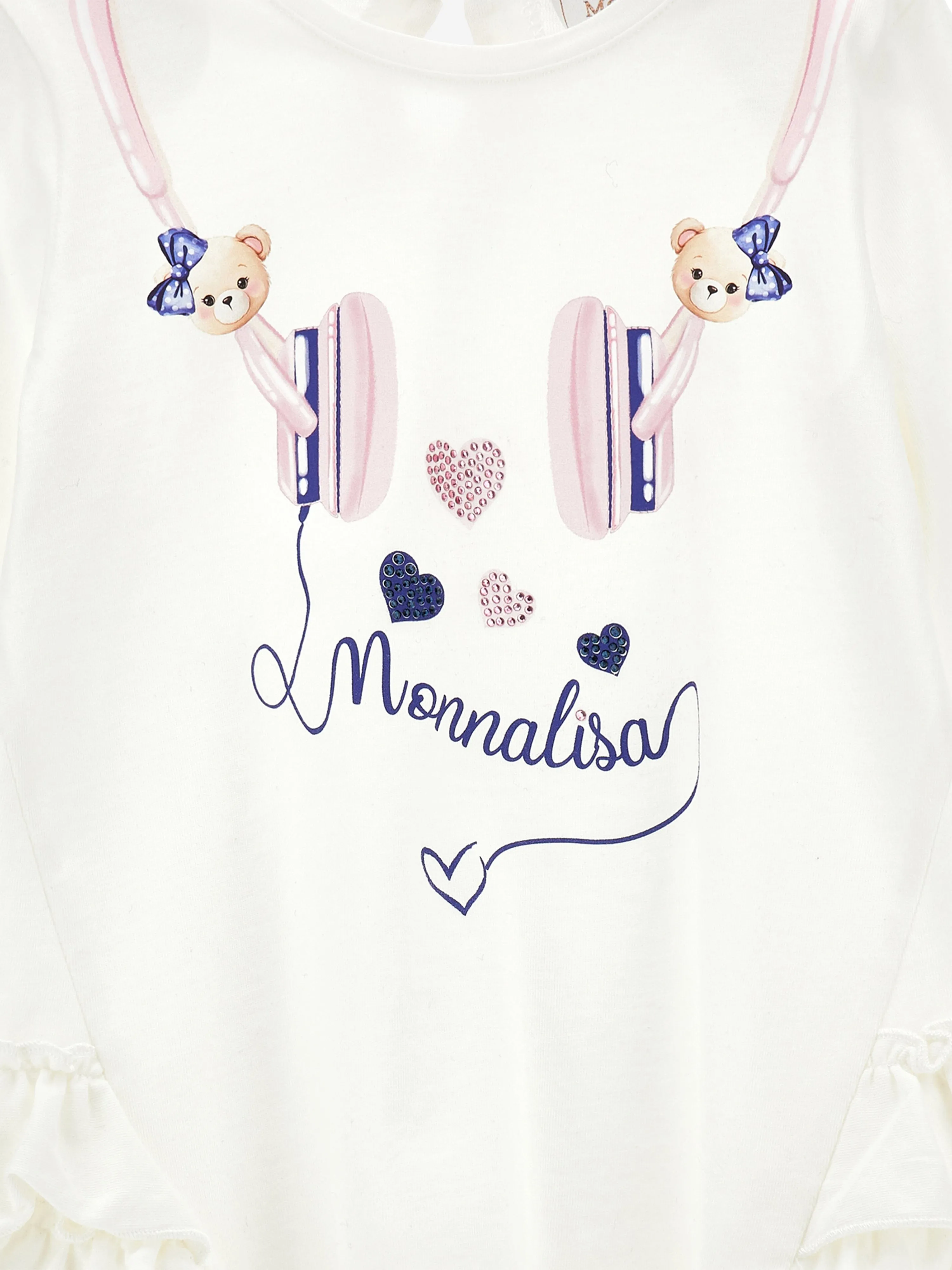 Monnalisa Baby Girls Headphones Maxi T-Shirt in White