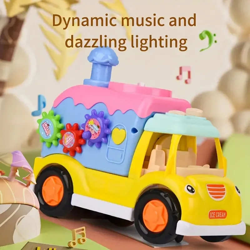 Multi-functional Flying Disc Spinner Funny Truck Toy With Light & Music