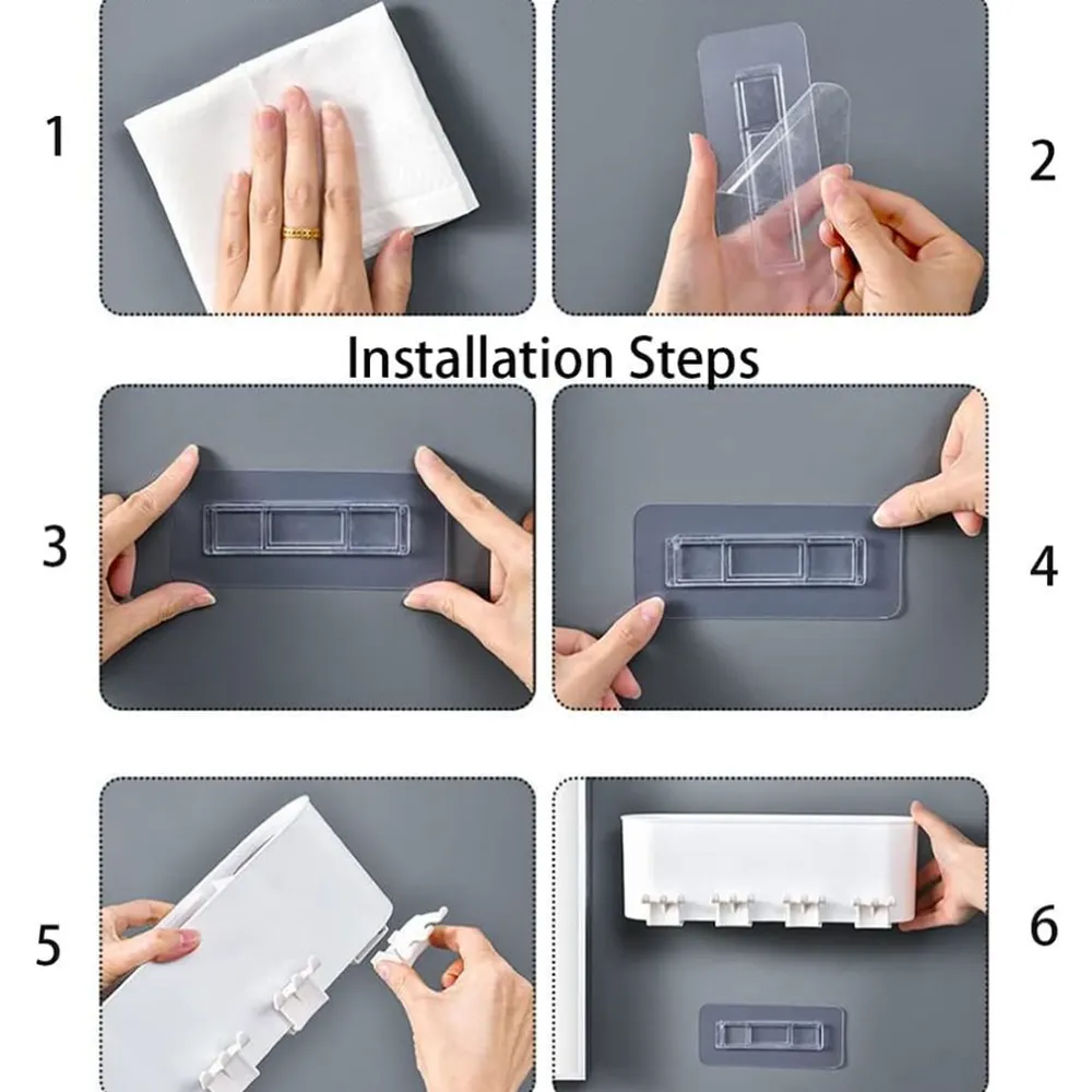 Multifunctional Wall-Mounted Four-Mouth Toothbrush Rack RA-879B