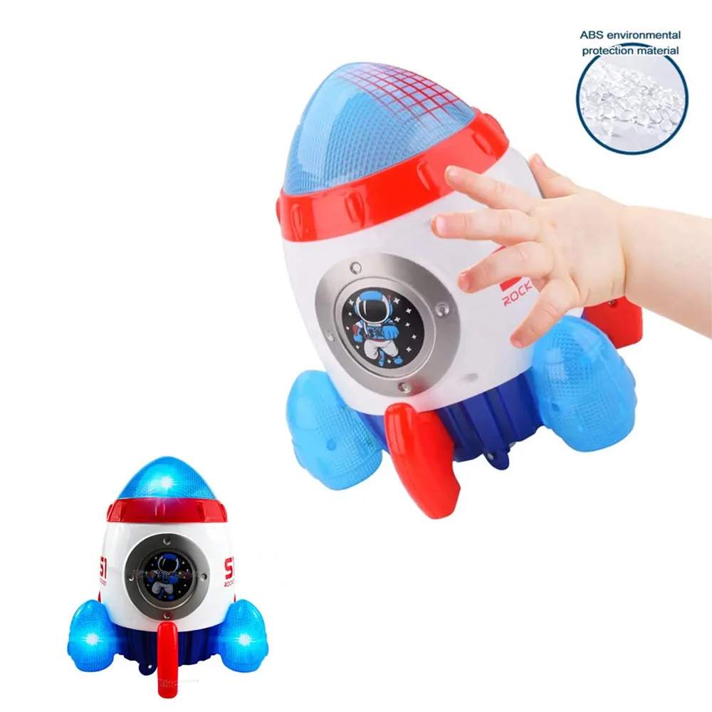 (Net) Electric Rocket Spaceship Toy - Rotating Music and Lights for Creative Play