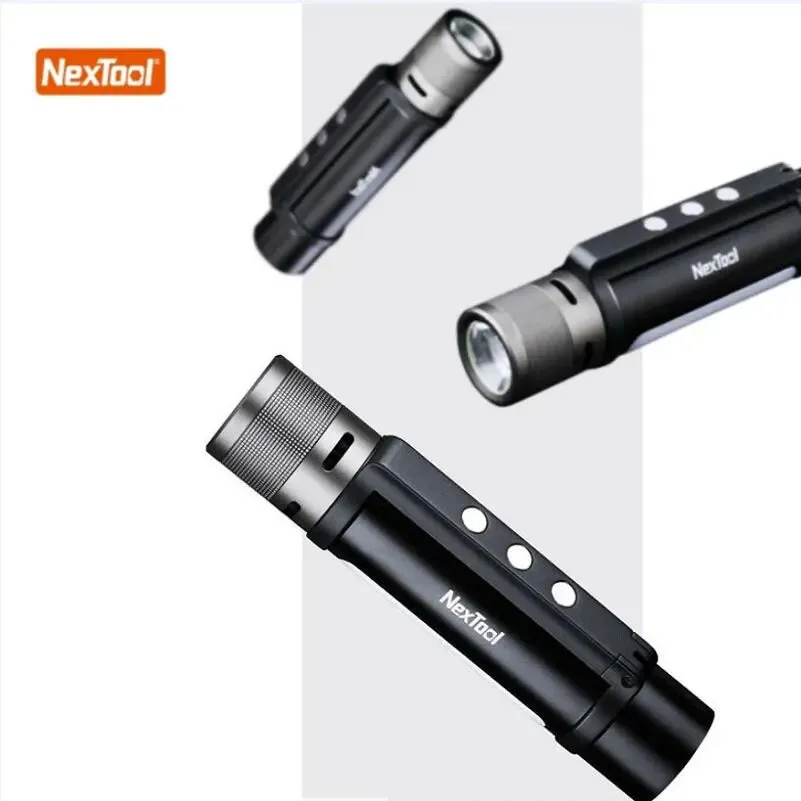 NexTool 6 In 1 Zoomable Flashlight 1000LM 3 Mode Dual Light Source 2600mAh LED Light Torch Power Bank Life Dec Alarm Flashlight