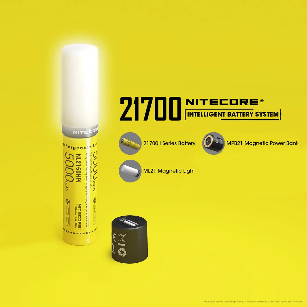 Nitecore Intelligent 21700 Battery System with Lantern and Charger (80 Lumens | Rechargeable)