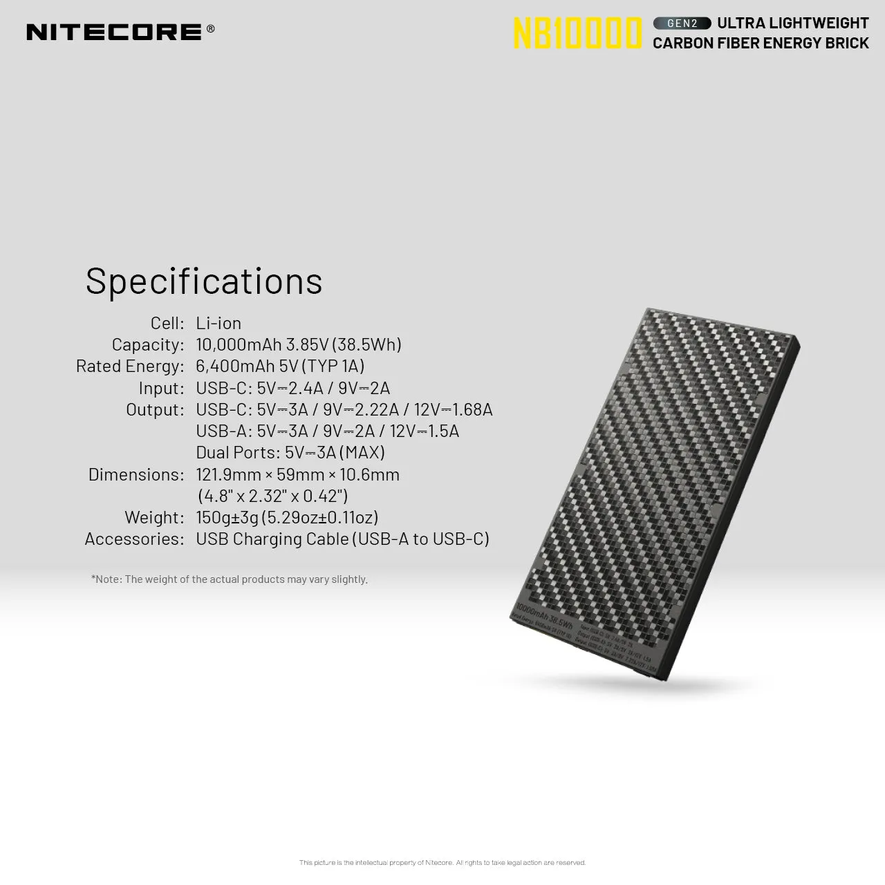 Nitecore NB10000 Power Bank Dual Output 10000mAh battery