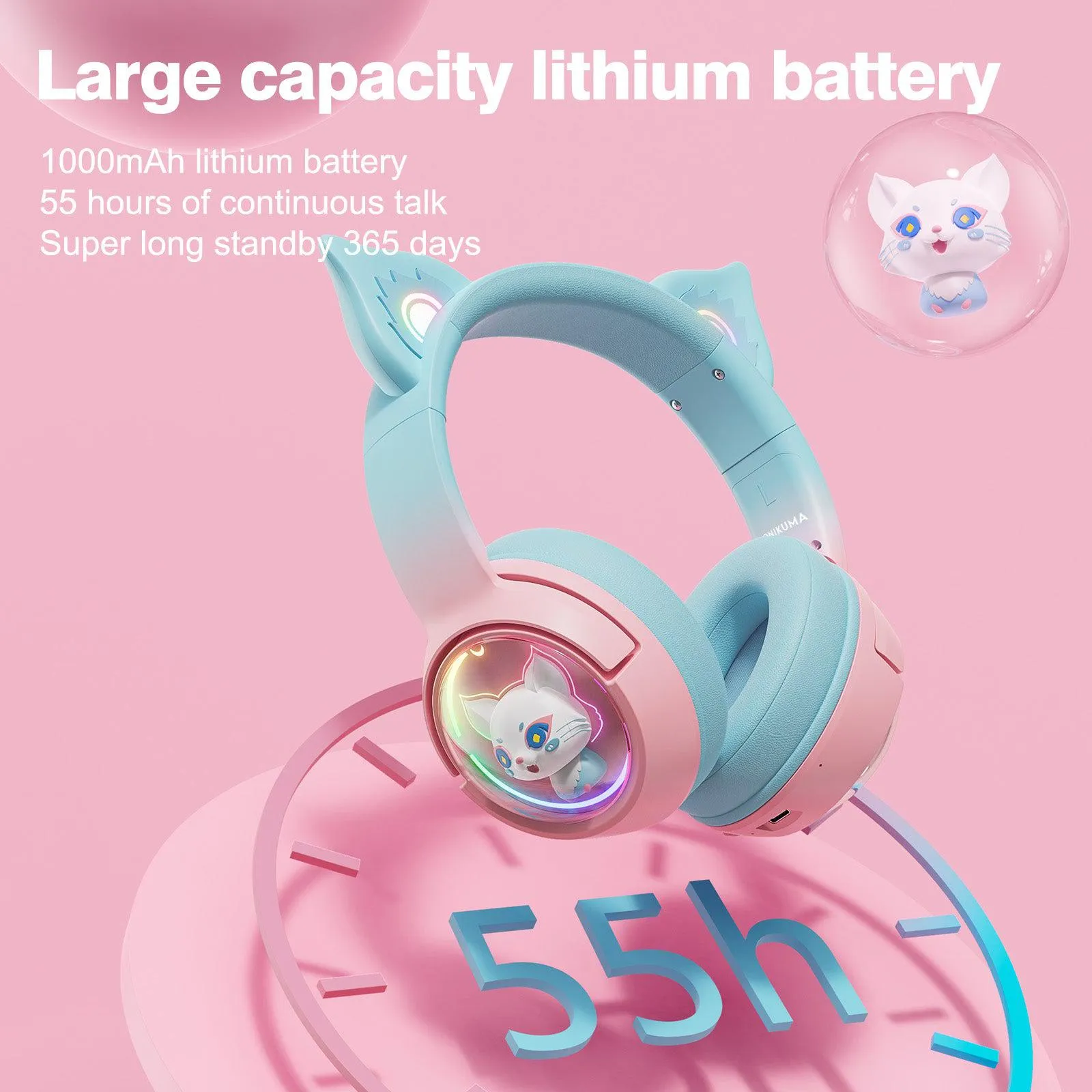 ONIKUMA B5 Gradient 2.4G Wireless Bluetooth Wired 3-mode Linghu Headphones, RGB Switch Headset