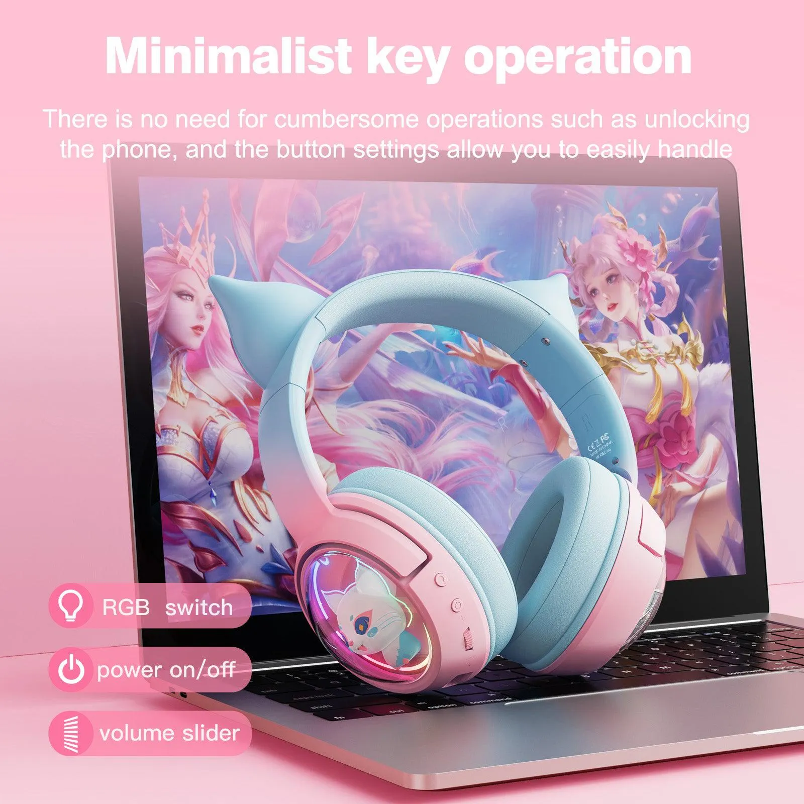 ONIKUMA B5 Gradient 2.4G Wireless Bluetooth Wired 3-mode Linghu Headphones, RGB Switch Headset