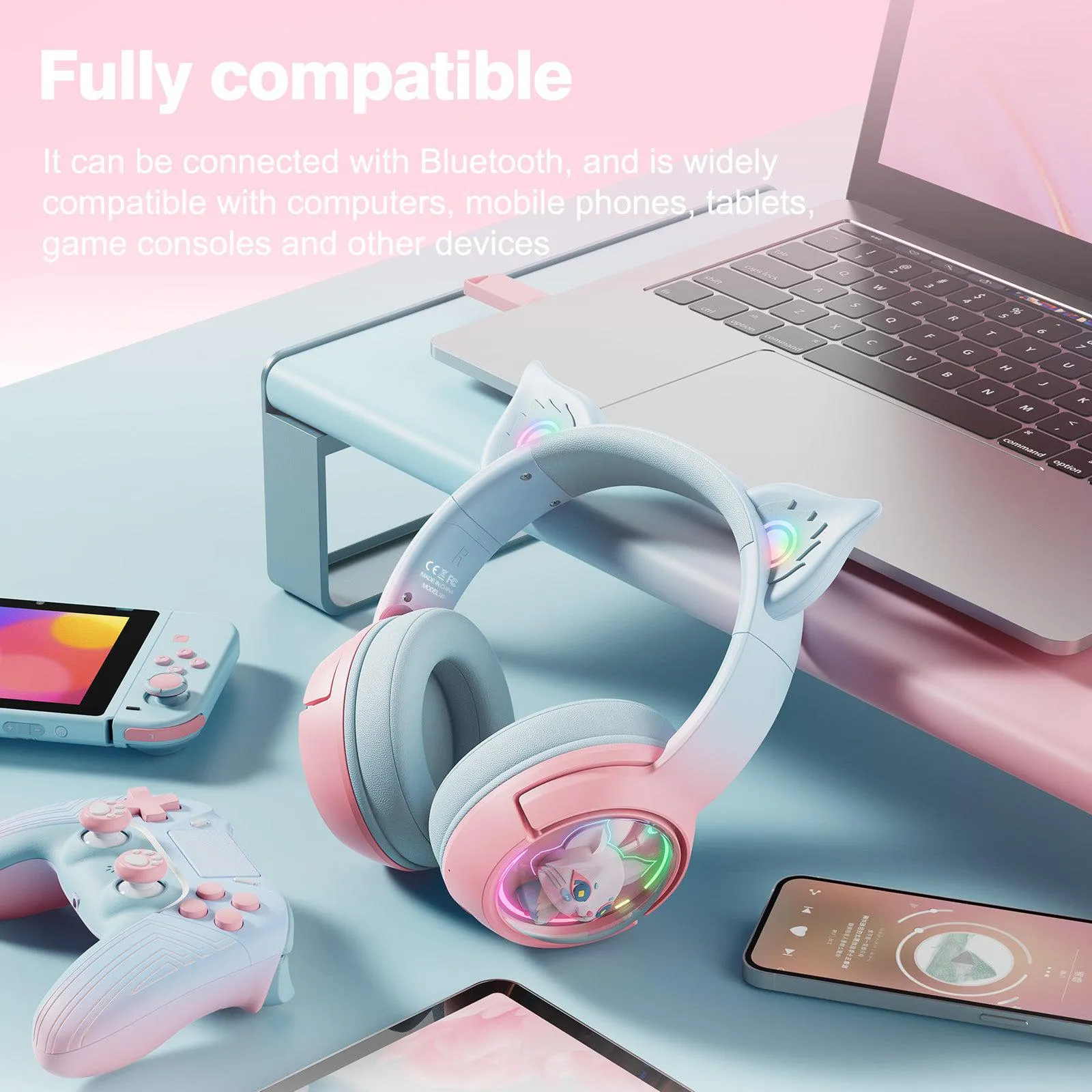 ONIKUMA B5 Gradient 2.4G Wireless Bluetooth Wired 3-mode Linghu Headphones, RGB Switch Headset