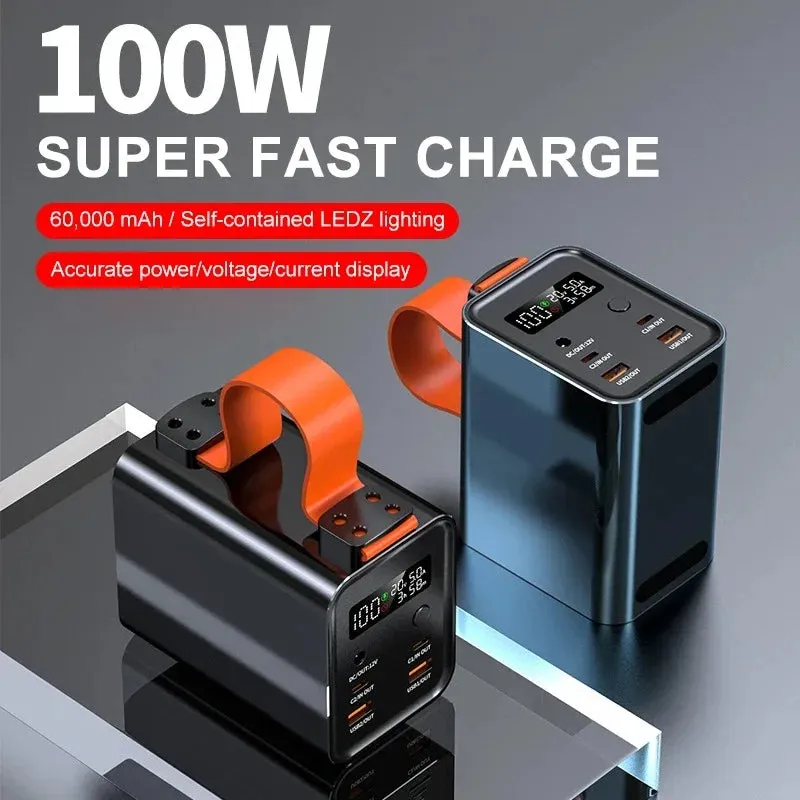 PD 100W 30000mAh 60000mAh Power Bank Station Outdoor Energy Portable Power Bank Solar Generator For Camping Phone Fast Charge