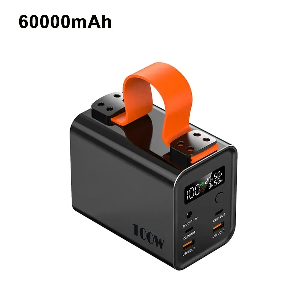 PD 100W 30000mAh 60000mAh Power Bank Station Outdoor Energy Portable Power Bank Solar Generator For Camping Phone Fast Charge