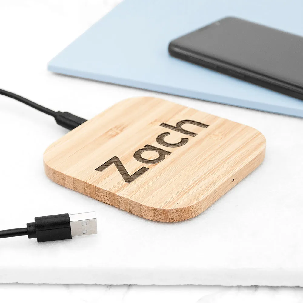 Personalised Bamboo Wireless Charger