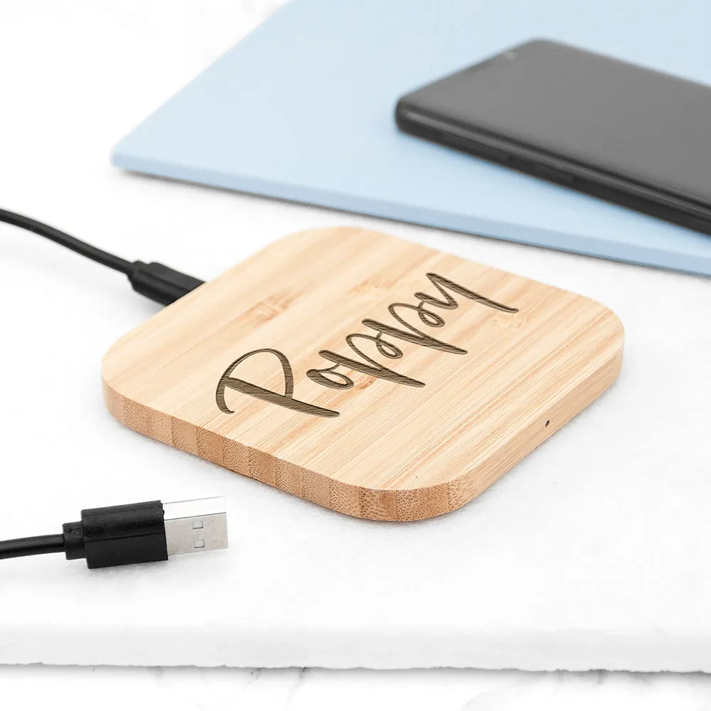 Personalised Bamboo Wireless Charger