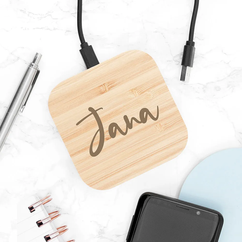 Personalised Bamboo Wireless Charger